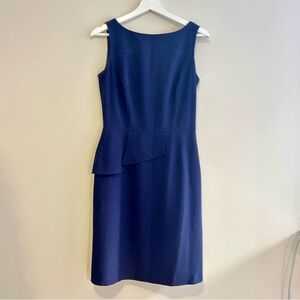 Antonio Melani Navy Blue Mini Dress Peplum Sheath Work Office Classic Size 4